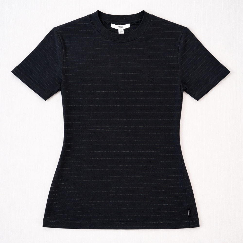Vans XS Black Rainbow Foil Stripe Tee